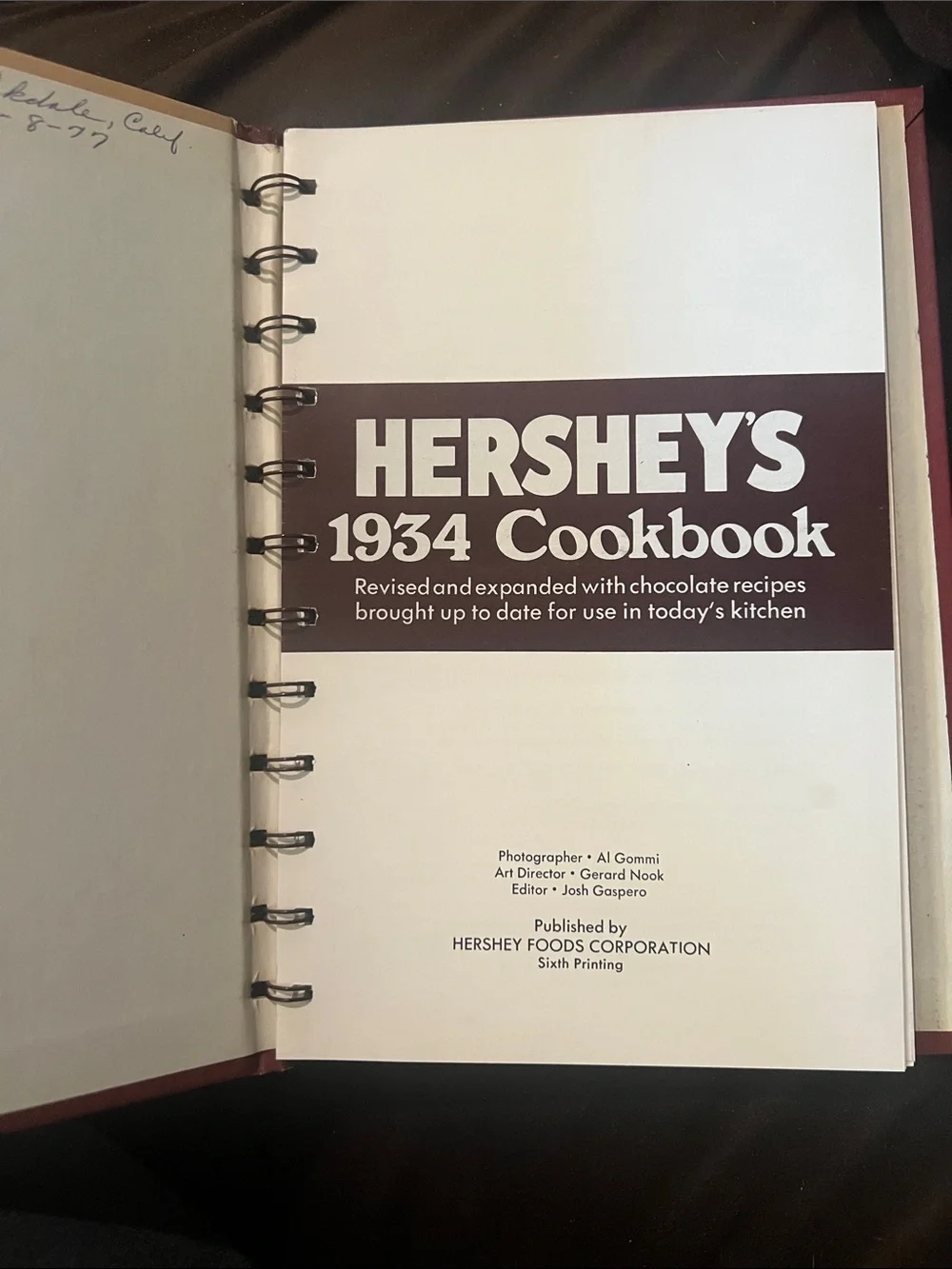 HERSHEY'S 1934 Cookbook Vintage Chocolate Recipe Book - printed 1971